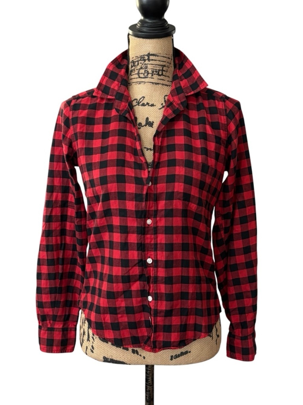 Frank & Eileen Barry Button Down Shirt Buffalo Plaid Red Black Size XS